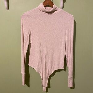 aerie l large cream off white turtleneck bodysuit thin winter top long sleeve